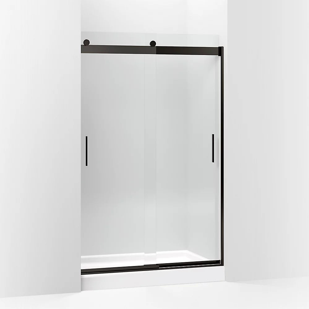Kohler Levity Sliding shower door, 74" H x 43-5/8 - 47-5/8" W, with 1/4" thick Crystal Clear glass