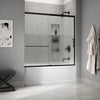 Kohler Sliding bath door, 56-3/4" H x 56-1/4 - 59-5/8" W with heavy 5/16" thick Crystal Clear glass with privacy band