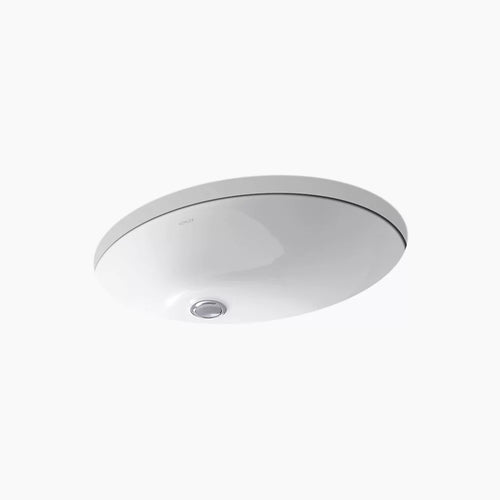 Kohler 21-1/4" oval undermount bathroom sink with glazed underside, no overflow
