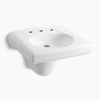 Kohler Wall-mount or concealed carrier arm mount commercial bathroom sink with widespread faucet holes and shroud