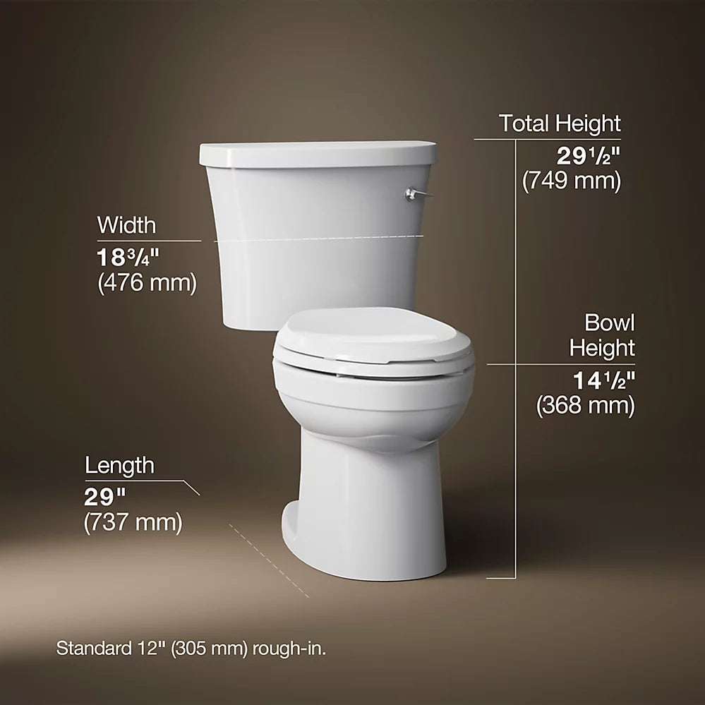 Kohler Kingston™ Two-piece elongated toilet, 1.28 gpf