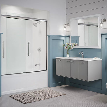 Kohler Frameless sliding bath door, 63-9/16" H x 54-5/8 - 59-5/8" W, with 5/16" thick Frosted glass