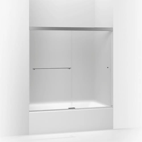 Kohler Sliding bath door, 55-1/2" H x 56-5/8 - 59-5/8" W, with 1/4" thick Frosted glass