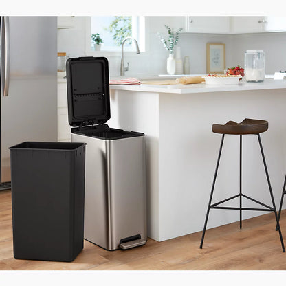 Kohler 13-gallon stainless steel slim step trash can with bifold lid