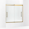 Kohler Frameless sliding bath door, 61-9/16" H x 56-5/8 - 59-5/8" W, with 3/8"-thick Crystal Clear glass