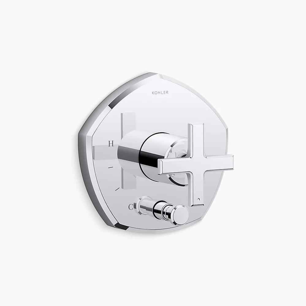 Kohler Rite-Temp® valve trim with push-button diverter and cross handle
