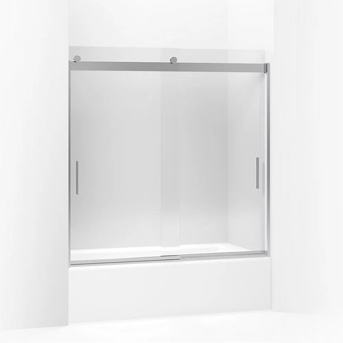 Kohler Sliding bath door, 59-3/4" H x 56-5/8 - 59-5/8" W, with 1/4" thick Crystal Clear glass