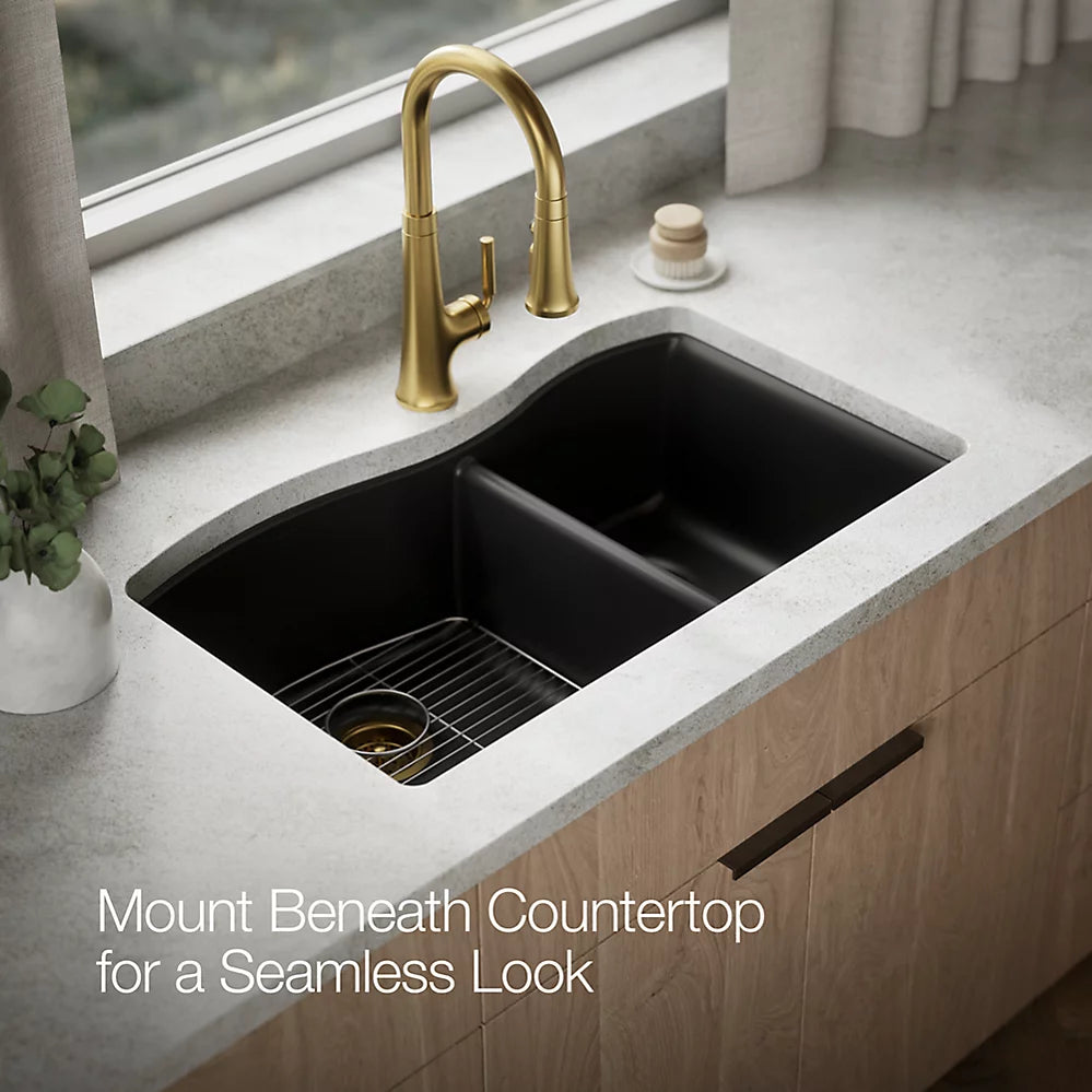 Kohler Kennon® 33" top-/undermount double-bowl kitchen sink