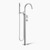 Kohler Floor-mount bath filler trim with industrial handles and handshower