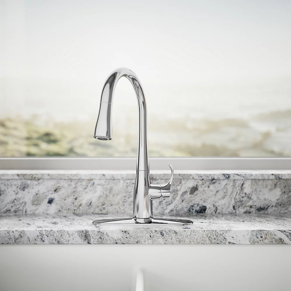 Kohler Compact pull-down kitchen sink faucet with three-function sprayhead
