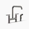Kohler Two-hole bridge kitchen sink faucet with side sprayer