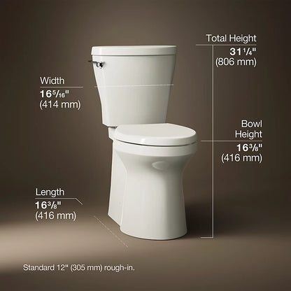 Betello® ContinuousClean XT two-piece elongated toilet with skirted trapway, 1.28 gpf