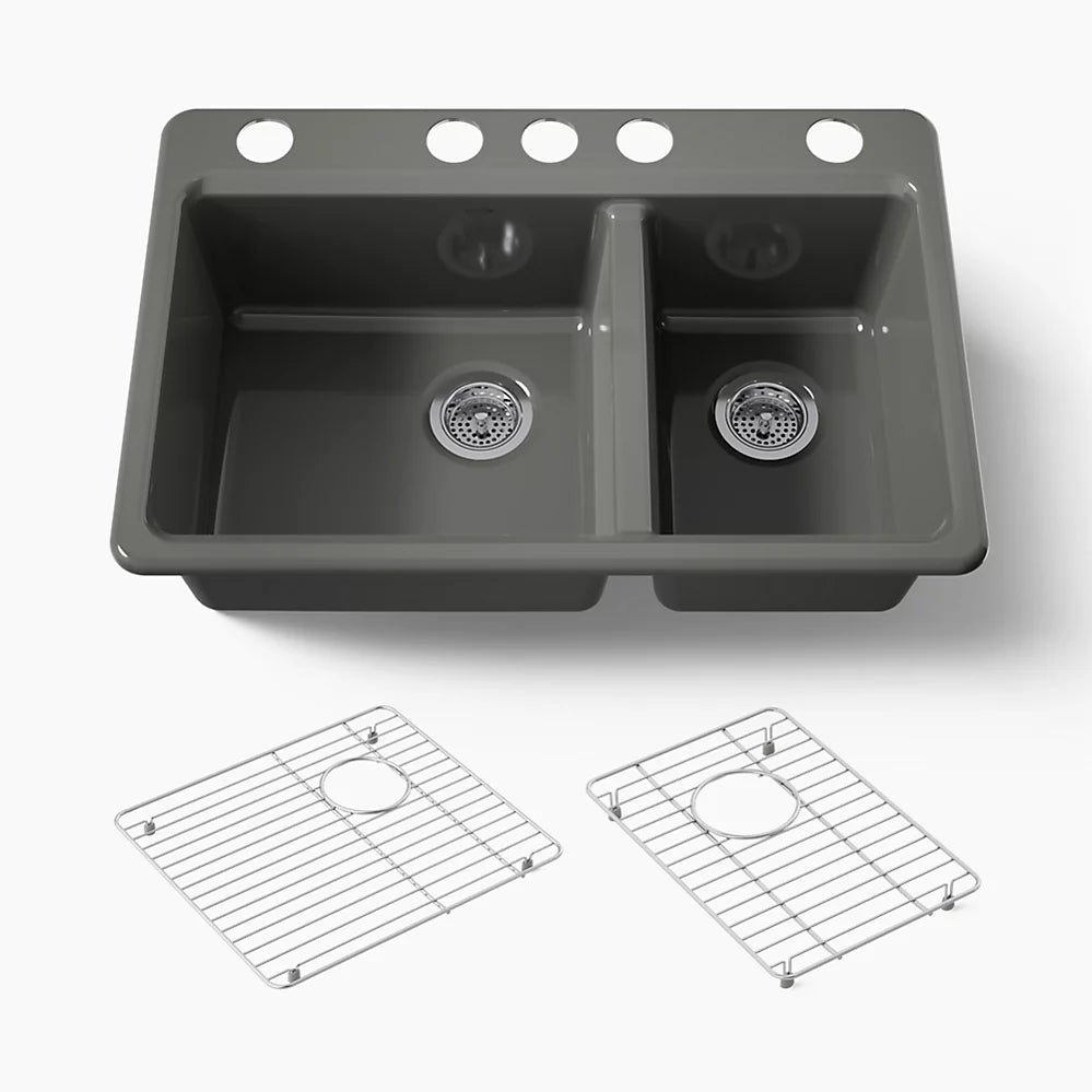 Kohler Riverby® 33" undermount double-bowl kitchen sink