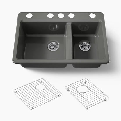 Kohler Riverby® 33" undermount double-bowl kitchen sink