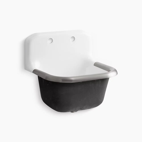 Kohler 24" x 20-1/4" wall-mount or P-trap mount service sink with rim guard and back drilled on 8" centers