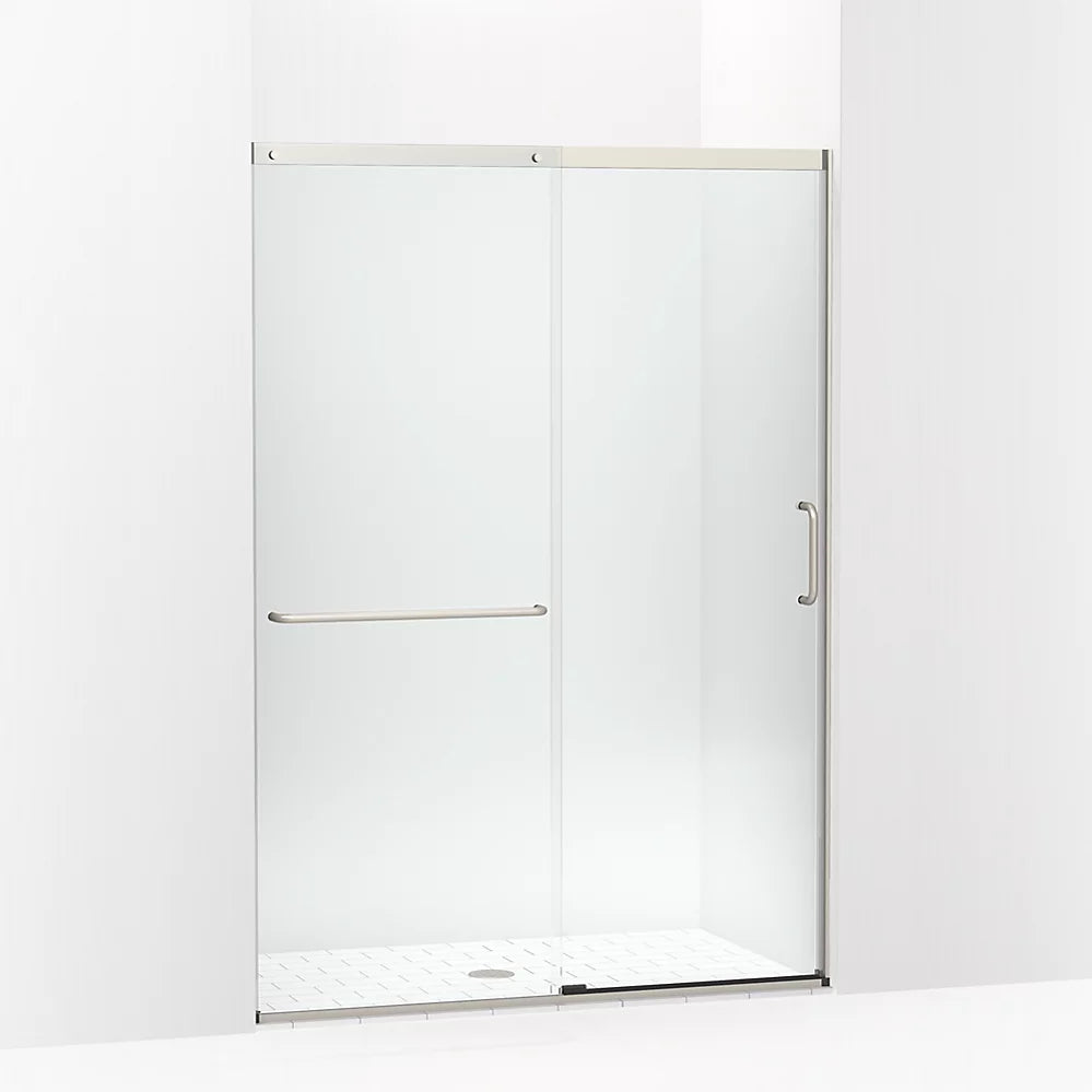 Kohler Sliding shower door, 75-1/2" H x 50-1/4 - 53-5/8" W, with heavy 5/16" thick Crystal Clear glass