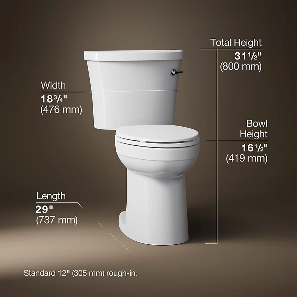 Kohler Kingston™ Two-Piece Elongated Toilet – 1.28 GPF Less Seat