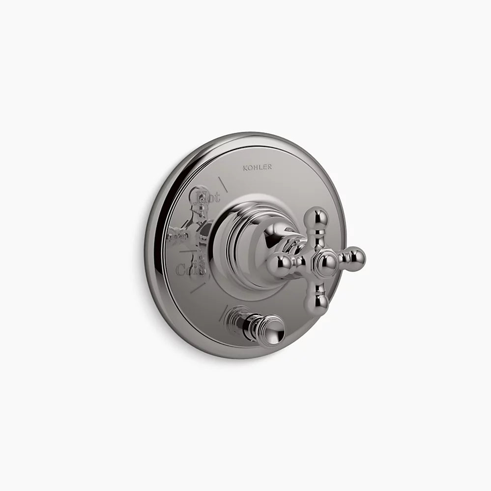 Kohler Rite-Temp® valve trim with push-button diverter and cross handle