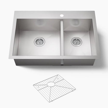 Kohler Vault™ 33" top-/undermount double-bowl kitchen sink
