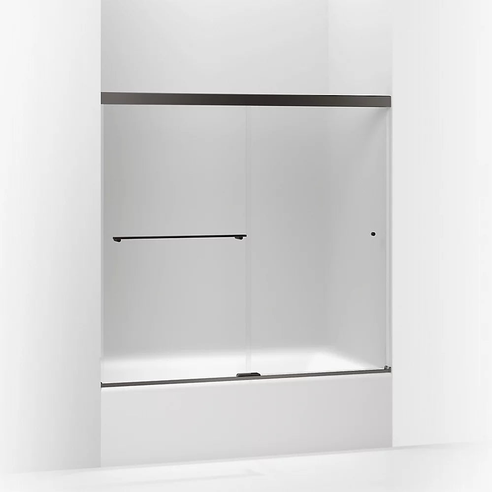 Kohler Sliding bath door, 55-1/2" H x 56-5/8 - 59-5/8" W, with 1/4" thick Frosted glass