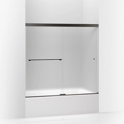 Kohler Sliding bath door, 55-1/2" H x 56-5/8 - 59-5/8" W, with 1/4" thick Frosted glass