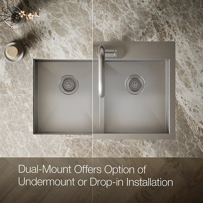Kohler Vault™ Smart Divide® 33" top-/undermount double-bowl kitchen sink