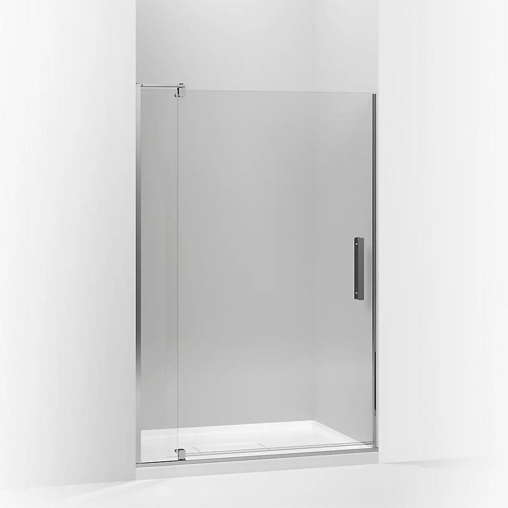 Kohler Pivot shower door, 74" H x 39-1/8 - 44" W, with 5/16" thick Crystal Clear glass