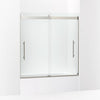 Kohler Frameless sliding bath door, 61-9/16" H x 56-5/8 - 59-5/8" W, with 3/8"-thick Crystal Clear glass