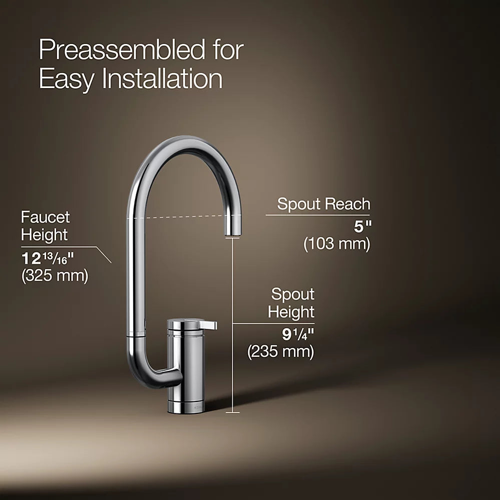 Kohler Single-handle bar sink faucet with two-function extended-reach spout