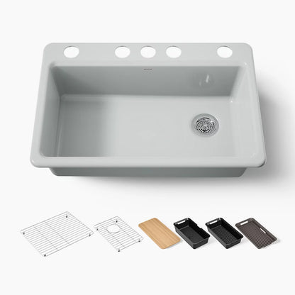 Kohler Riverby® 33" undermount single-bowl workstation kitchen sink