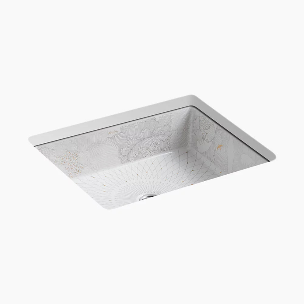 Empress Bouquet™ Kathryn® 19-3/4" square undermount bathroom sink, no overflow