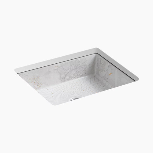 Empress Bouquet™ Kathryn® 19-3/4" square undermount bathroom sink, no overflow