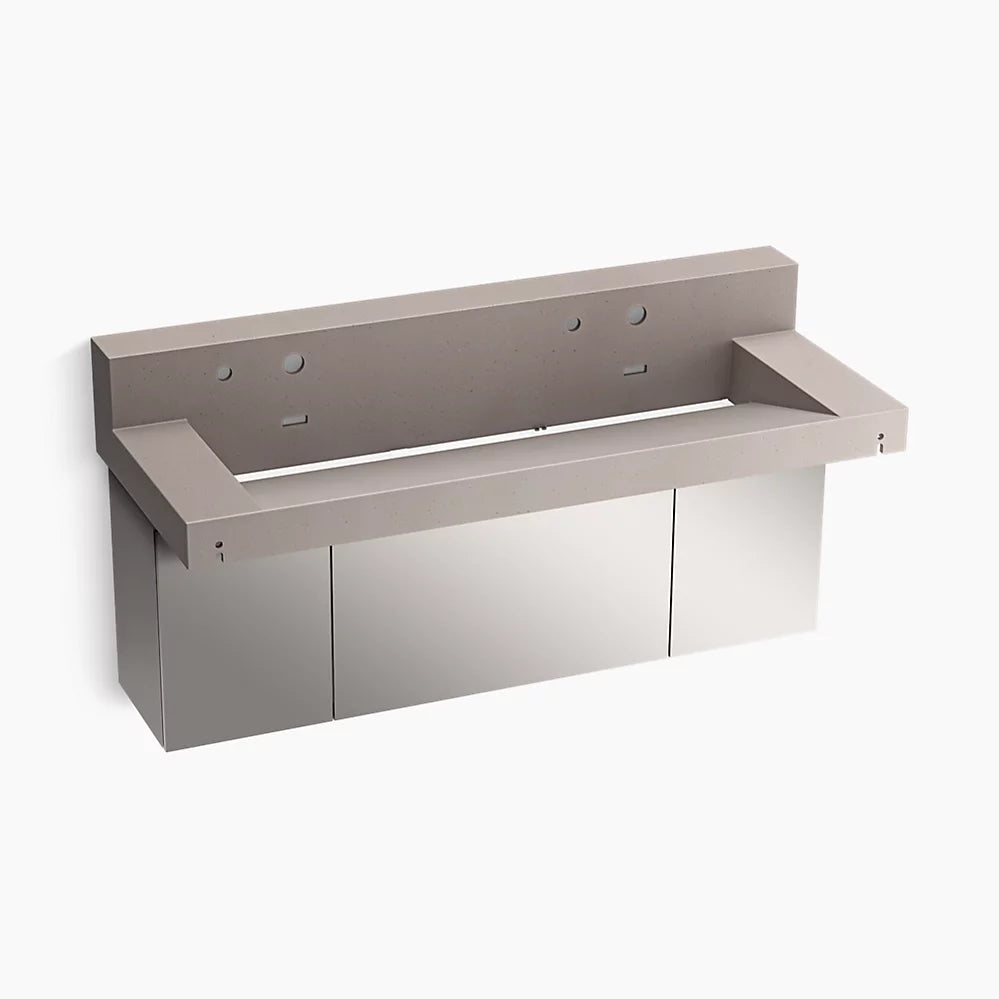 Kohler 60" wall-mount trough lavatory system with backsplash