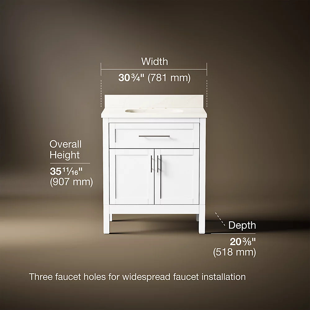 Kohler Hadron Cabinet and Quartz Top 30-Inch Single-Sink Bathroom Vanity