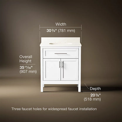 Kohler Hadron Cabinet and Quartz Top 30-Inch Single-Sink Bathroom Vanity
