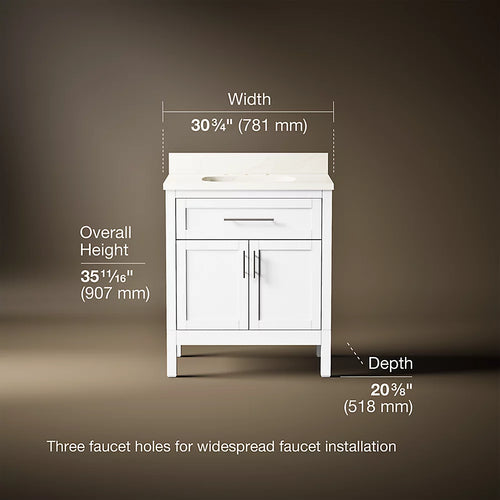 Kohler Hadron Cabinet and Quartz Top 30-Inch Single-Sink Bathroom Vanity