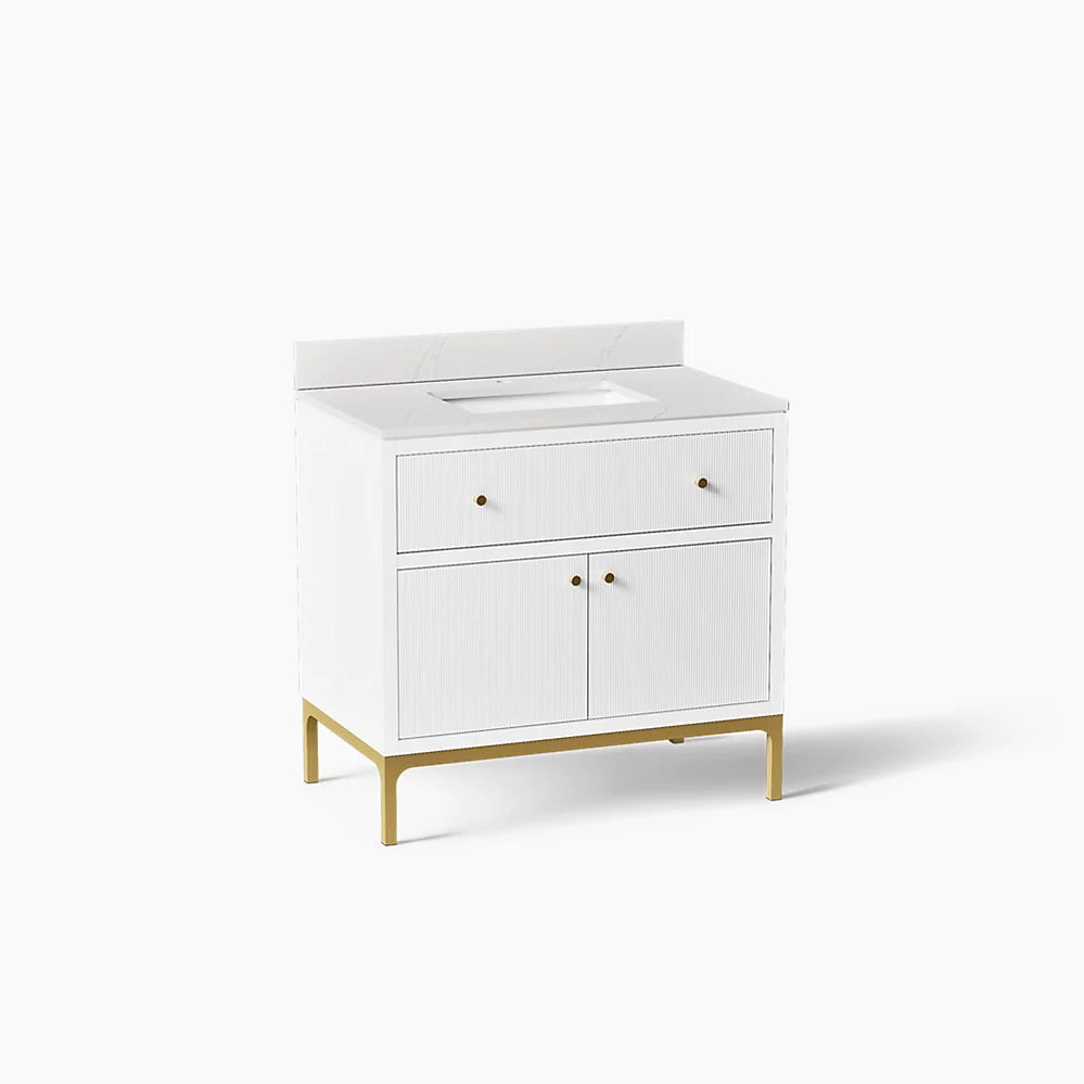 Kohler Calpa Cabinet and Quartz Top 36-Inch Single-Sink Bathroom Vanity