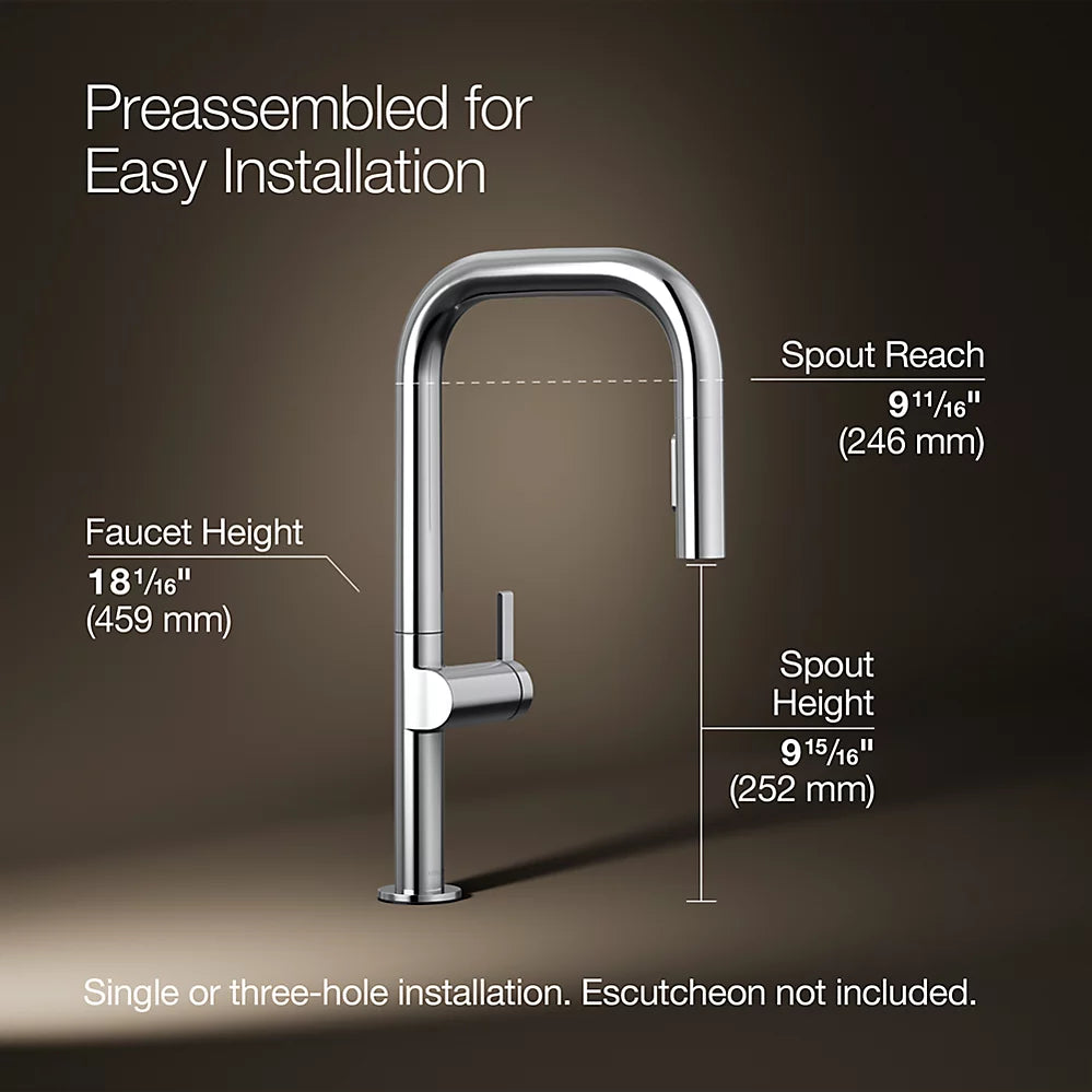Kohler Components® Pull-down kitchen sink faucet with two-function sprayhead
