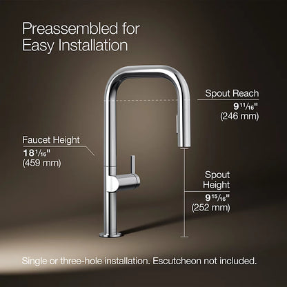 Kohler Components® Pull-down kitchen sink faucet with two-function sprayhead
