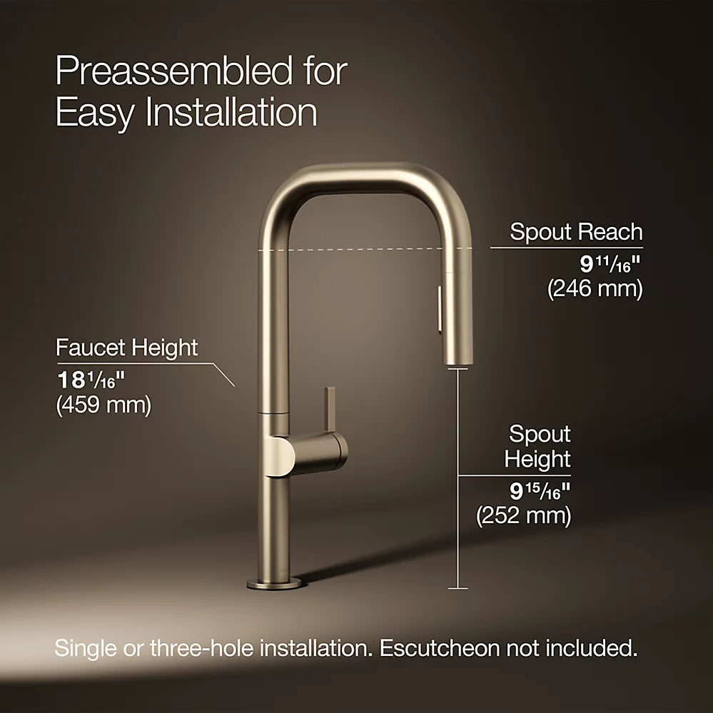 Kohler Components® Pull-down kitchen sink faucet with two-function sprayhead