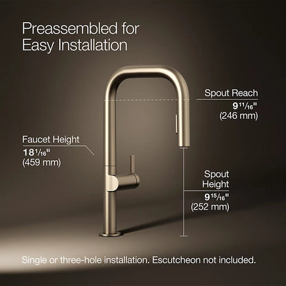 Kohler Components® Pull-down kitchen sink faucet with two-function sprayhead