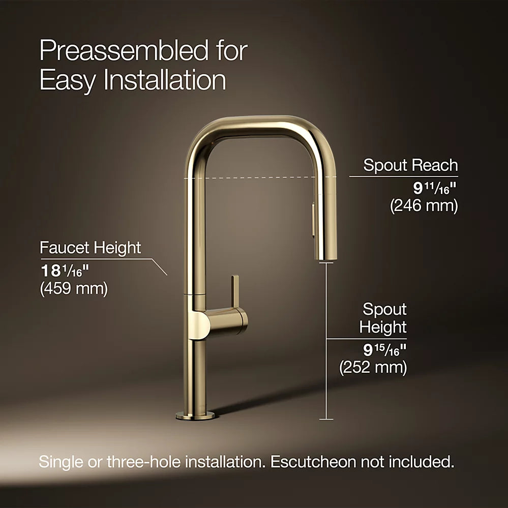 Kohler Components® Pull-down kitchen sink faucet with two-function sprayhead
