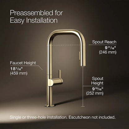 Kohler Components® Pull-down kitchen sink faucet with two-function sprayhead