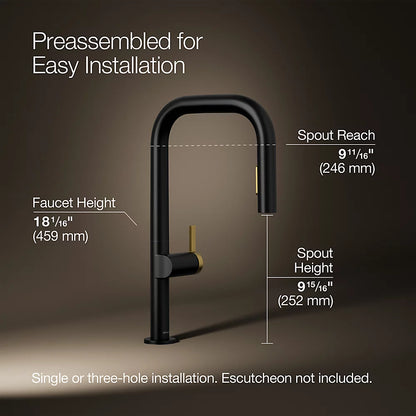 Kohler Components® Pull-down kitchen sink faucet with two-function sprayhead