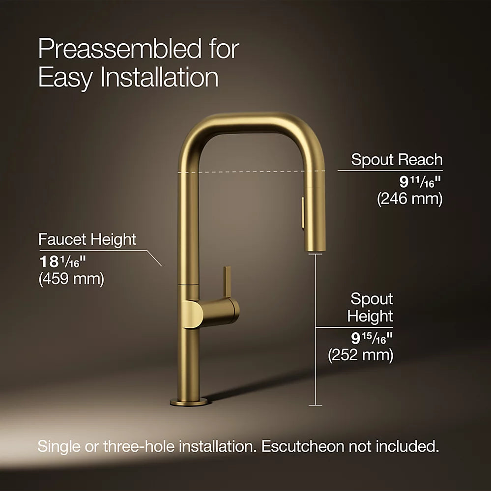 Kohler Components® Pull-down kitchen sink faucet with two-function sprayhead