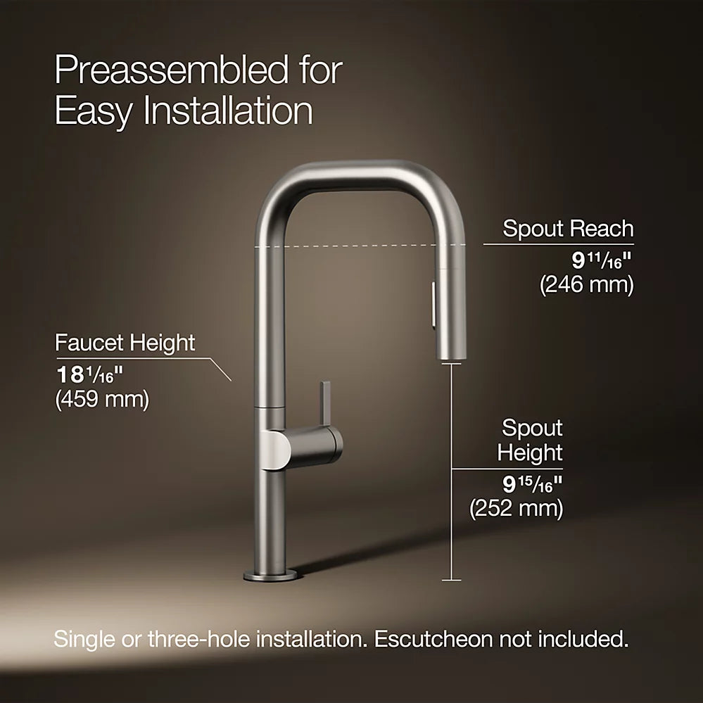 Kohler Components® Pull-down kitchen sink faucet with two-function sprayhead