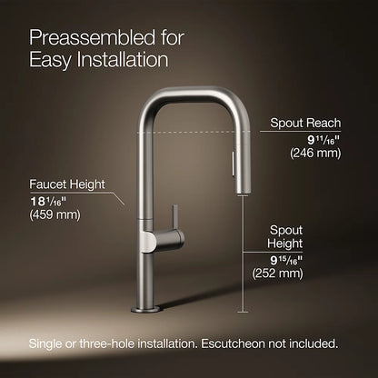 Kohler Components® Pull-down kitchen sink faucet with two-function sprayhead
