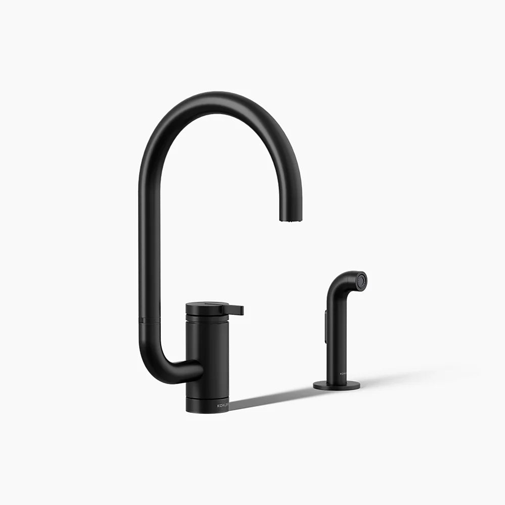 Kohler Single-handle kitchen sink faucet with two-function extended-reach spout and side sprayer