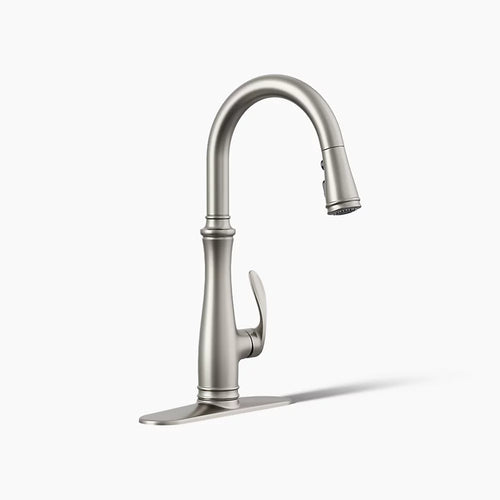 Kohler Pull-down kitchen sink faucet with three-function sprayhead