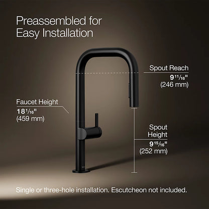 Kohler Components® Pull-down kitchen sink faucet with two-function sprayhead